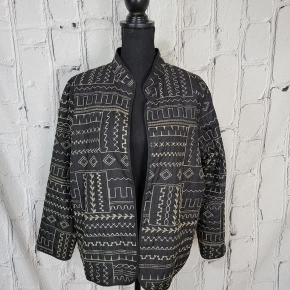 Alfred Dunner Jackets & Blazers - ALFRED Dunner Open Style Jacket Tribal Geometric Stitching Decorative Lightweigh